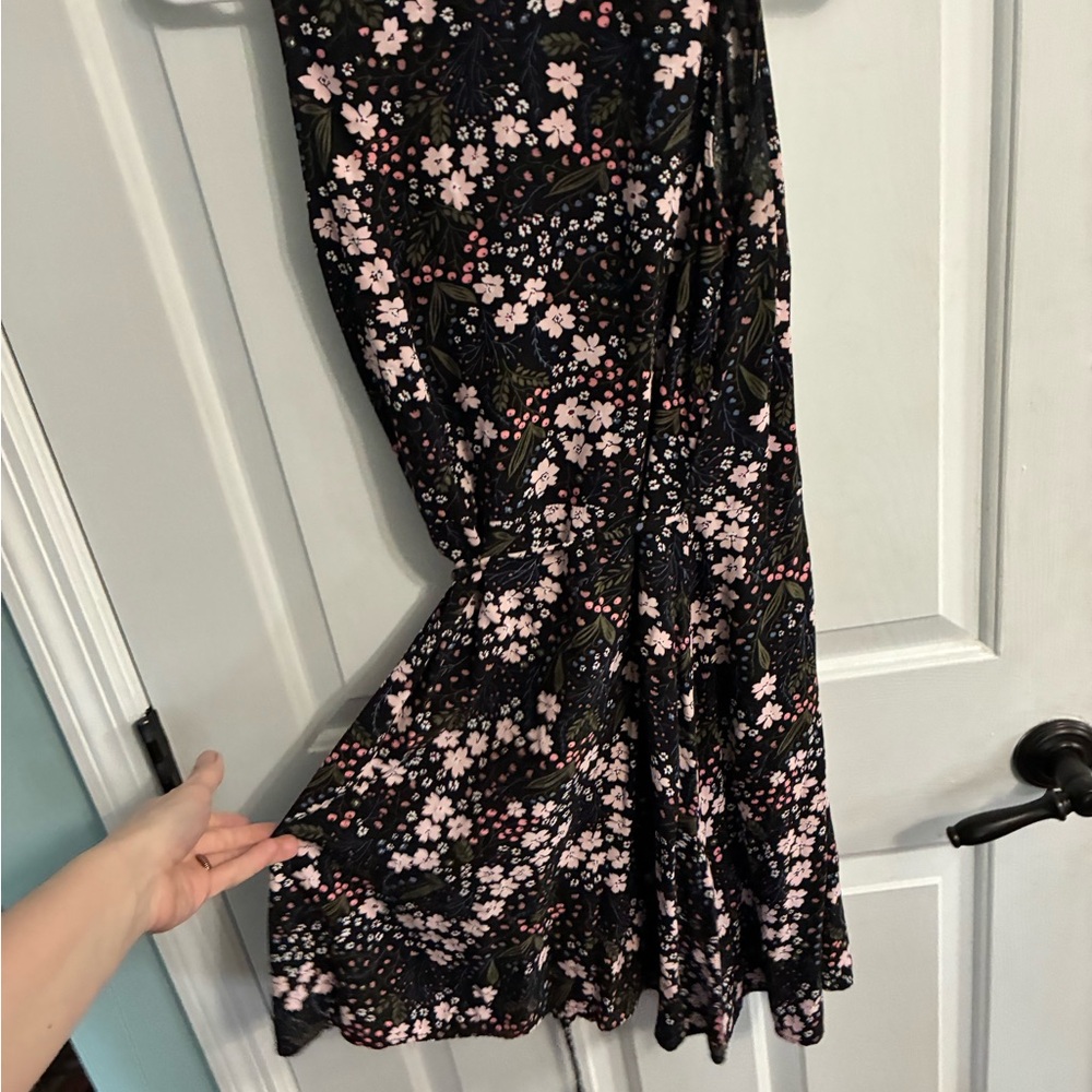 LOFT Black Mini Dress with Light Pink Floral Print - Picture 4 of 10